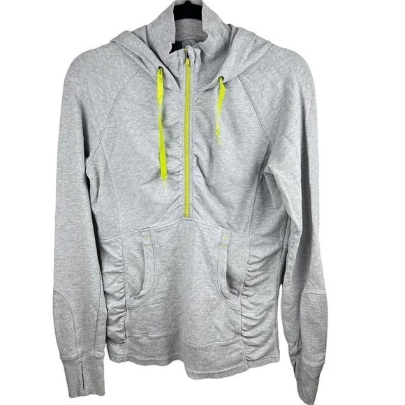 Athleta Tops - ATHLETA 3/4 ZIP FRONT GREY JACKET WOMENS SIZE MED HOODED MOCK NECK MODAL COTTON